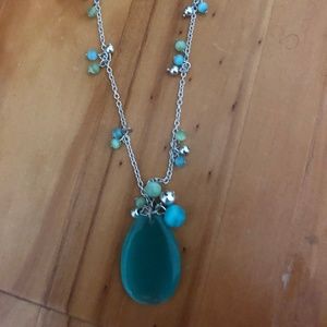 Teardrop Pendant Turquoise/Lime Necklace